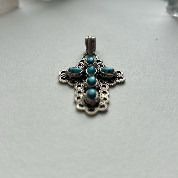 Turquoise Cross Pendant - Picture 3 of 5